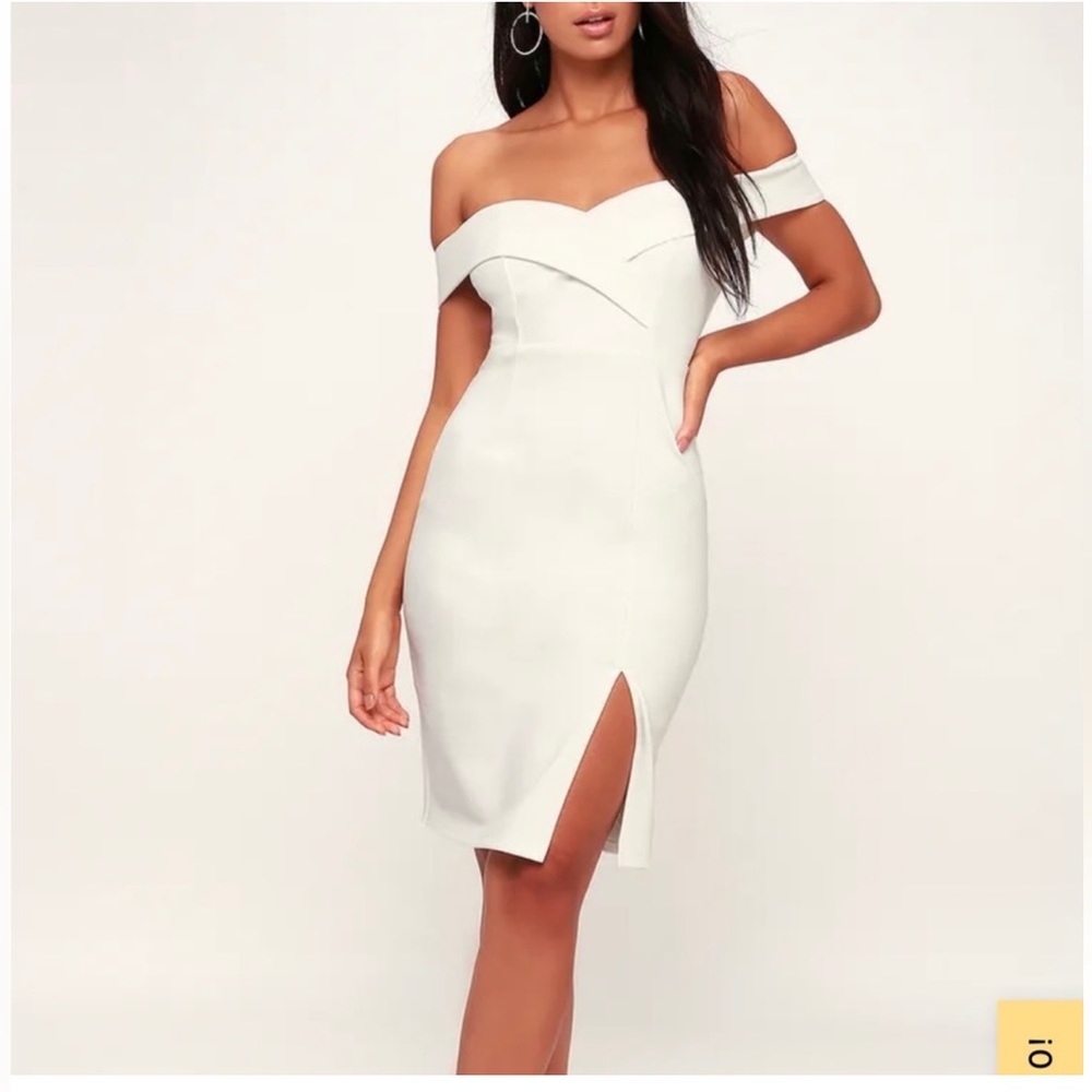 Lulus Classic Glam White Off the Shoulder Dress